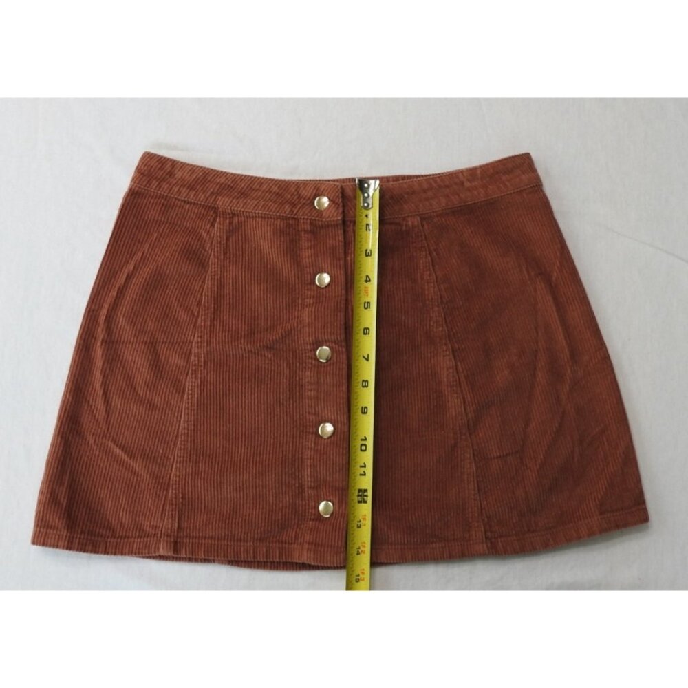Forever 21 Rust Corduroy Button Front Mini Skirt Women's Sz 29 Jrs 11 Orange - Picture 4 of 7